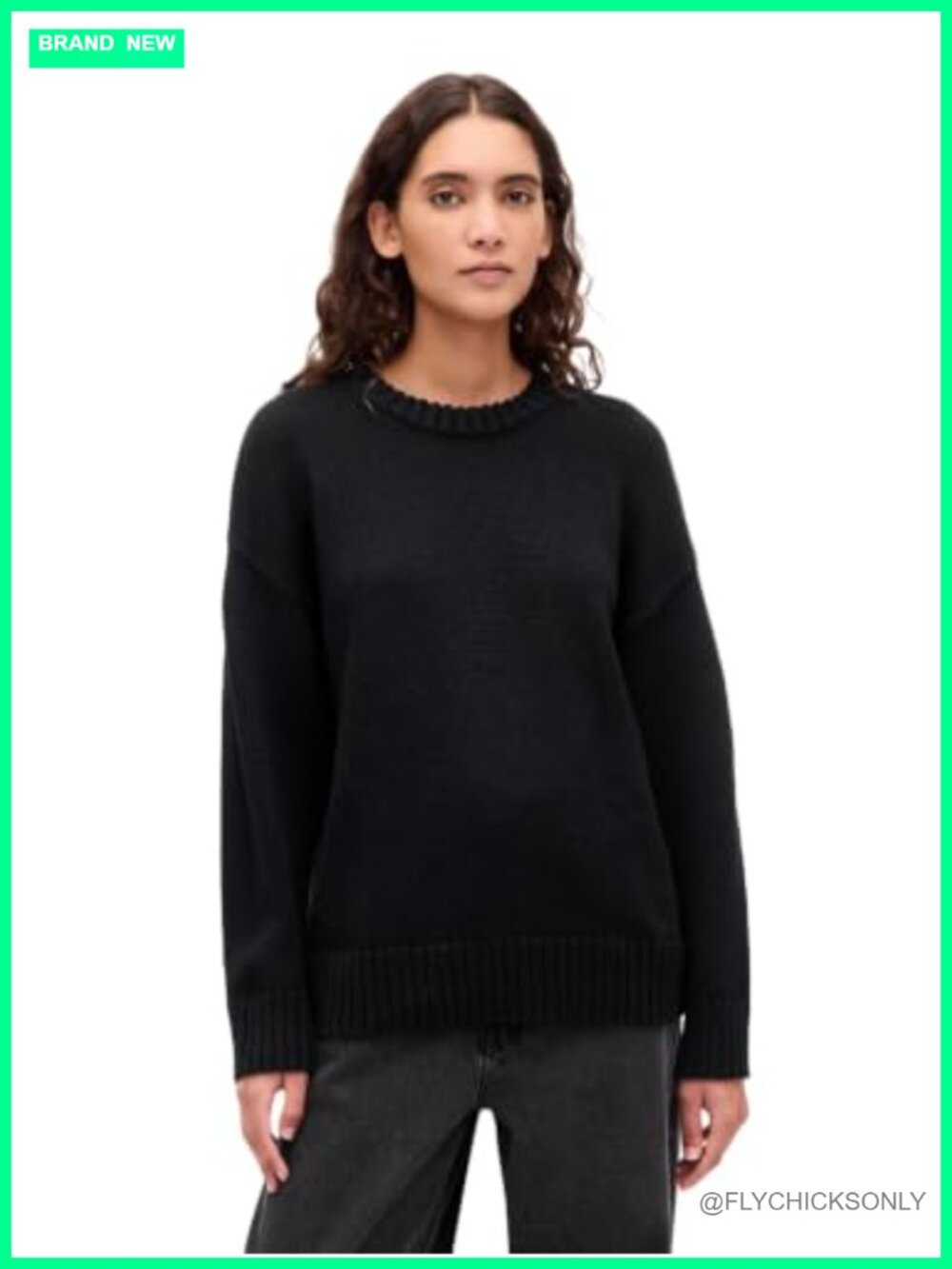 Oversized Boyfriend Cotton Crew Neck Pullover Sweater Long Sleeve